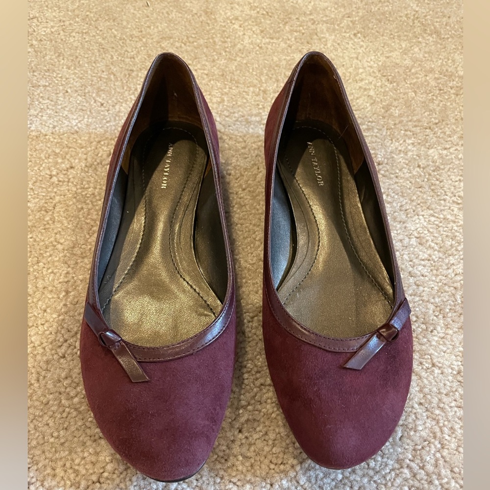 Ann Taylor Burgundy Suede Flats
